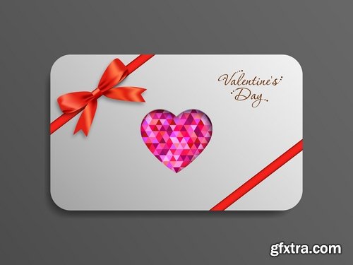 Vector image Collection of business card day valentine heart gift card 25 EPS