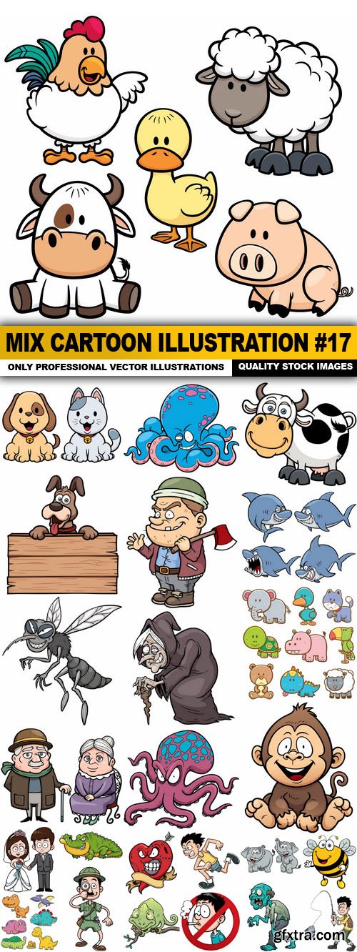 Mix cartoon Illustration #17 - 25 Vector