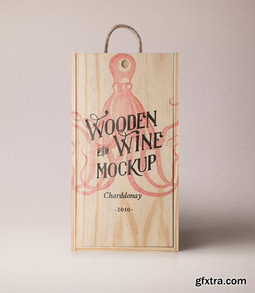 Psd Wine Wood Box Mockup