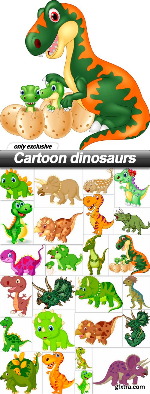 Cartoon dinosaurs - 25 EPS