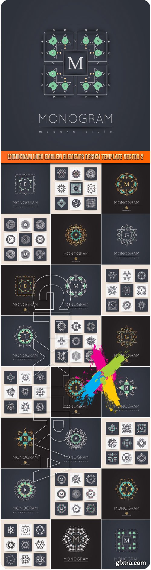 Monogram logo emblem elements design template vector 2 Monogram logo emblem elements design template vector 2