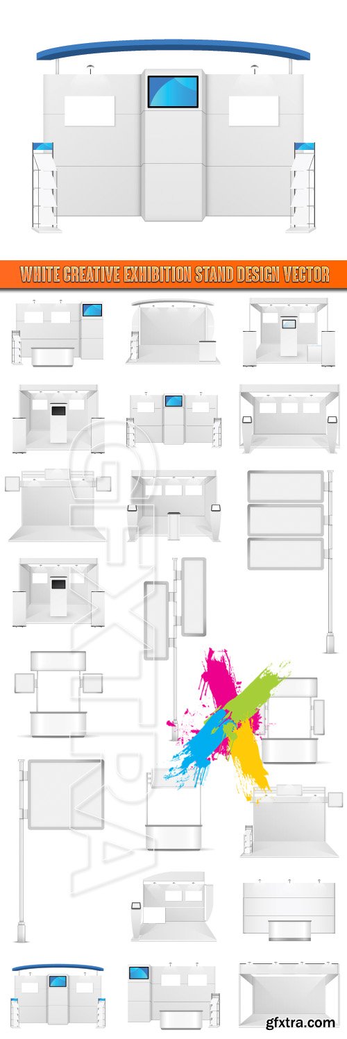 White creative exhibition stand design vector White creative exhibition stand design vector