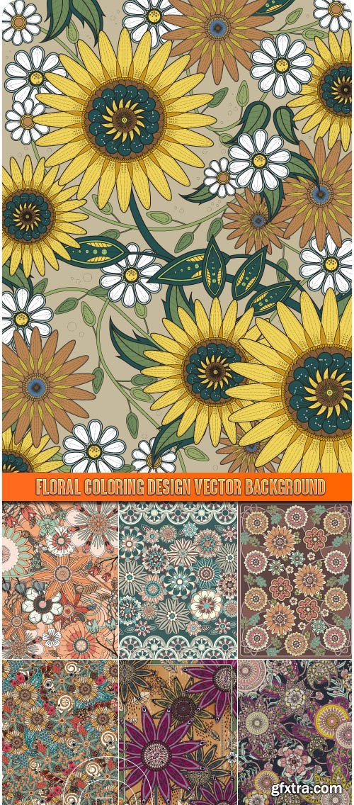 Floral coloring design vector background