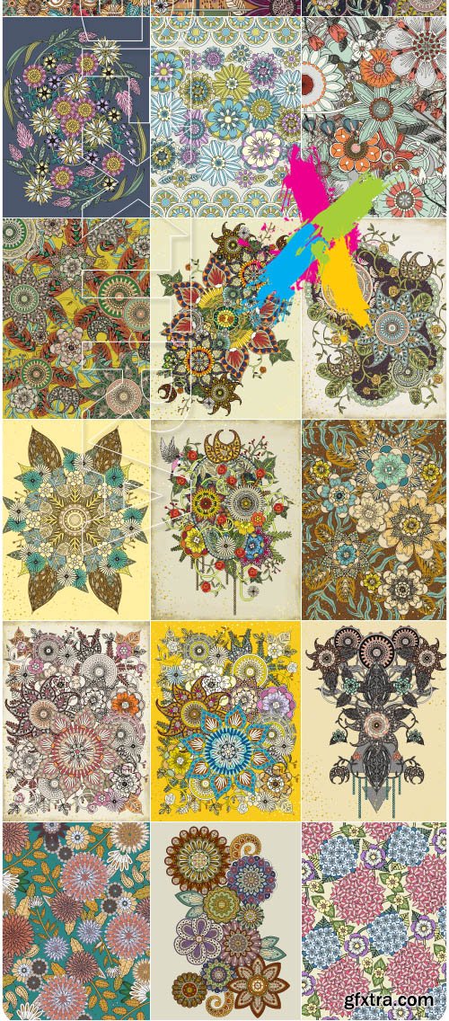 Floral coloring design vector background