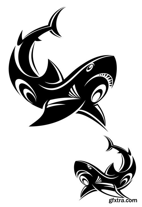 Shark tattoo 11x EPS