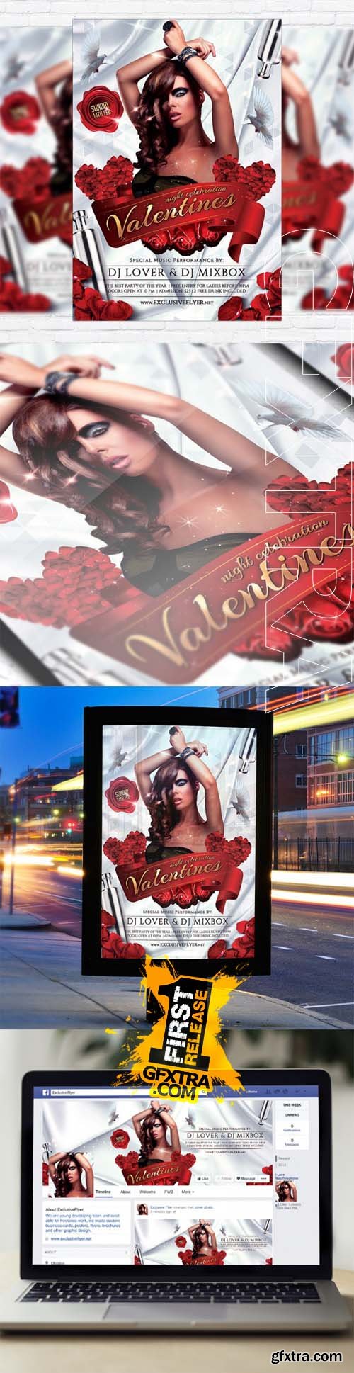 Valentines Night Celebration &ndash; Flyer Template + Facebook Cover