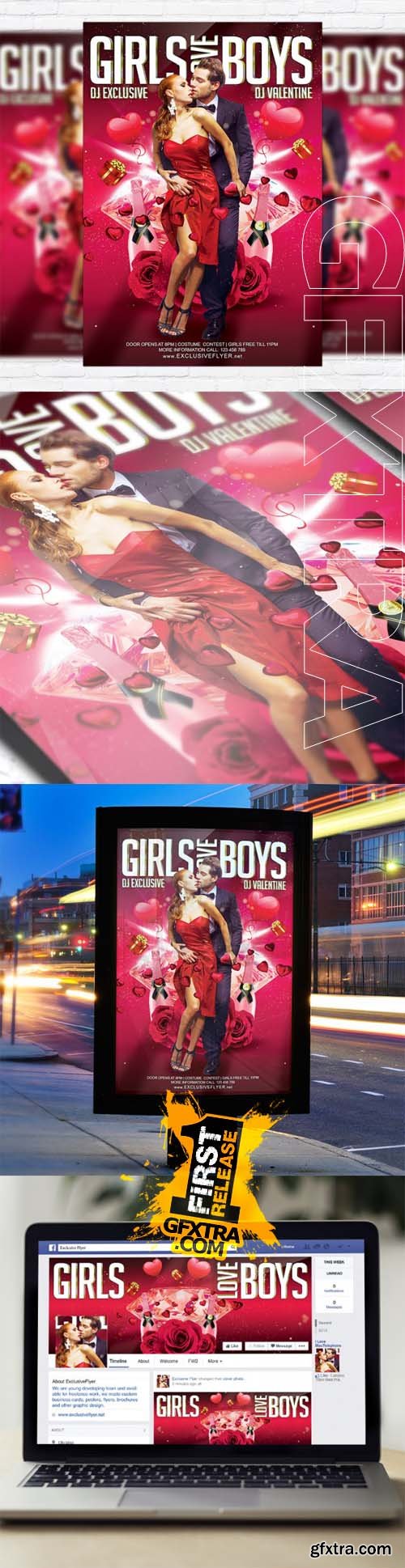 Girls Love Boys &ndash; Flyer Template + Facebook Cover