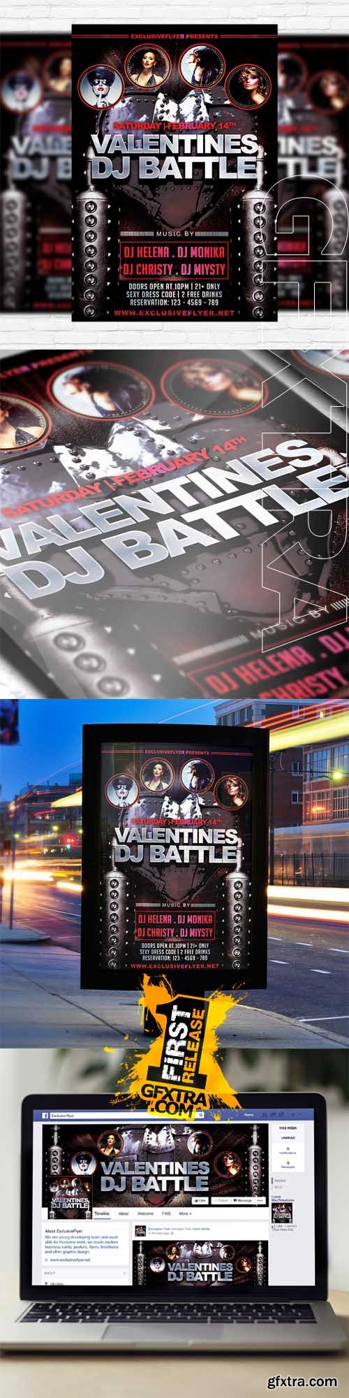 Valentines DJ Battle &ndash; Flyer Template + Facebook Cover