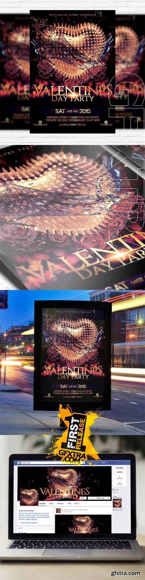 Valentines Day Party &ndash; Flyer Template + Facebook Cover