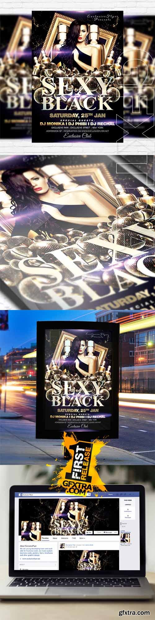 Sexy Black 2 &ndash; Flyer Template + Facebook Cover
