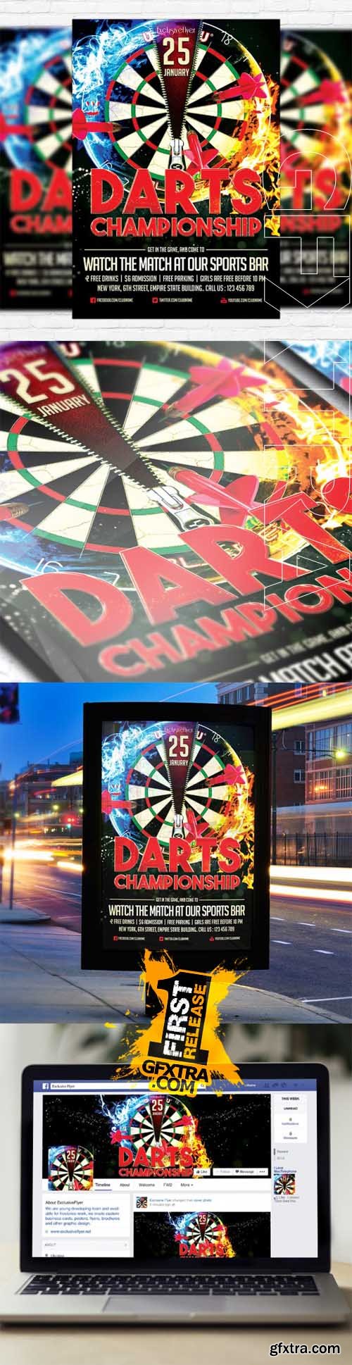 Darts Championship &ndash; Flyer Template + Facebook Cover