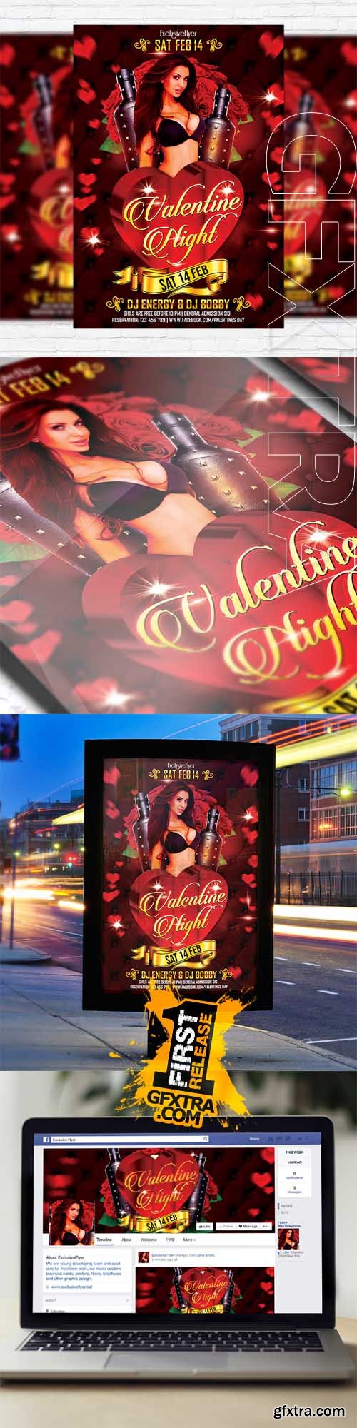 Valentines Night Party &ndash; Flyer Template + Facebook Cover