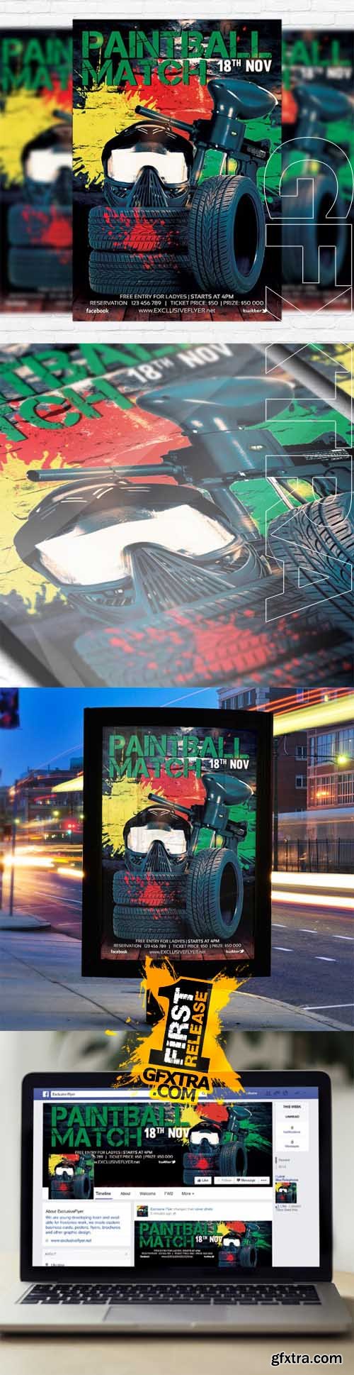 Paintball Match &ndash; Flyer Template + Facebook Cover