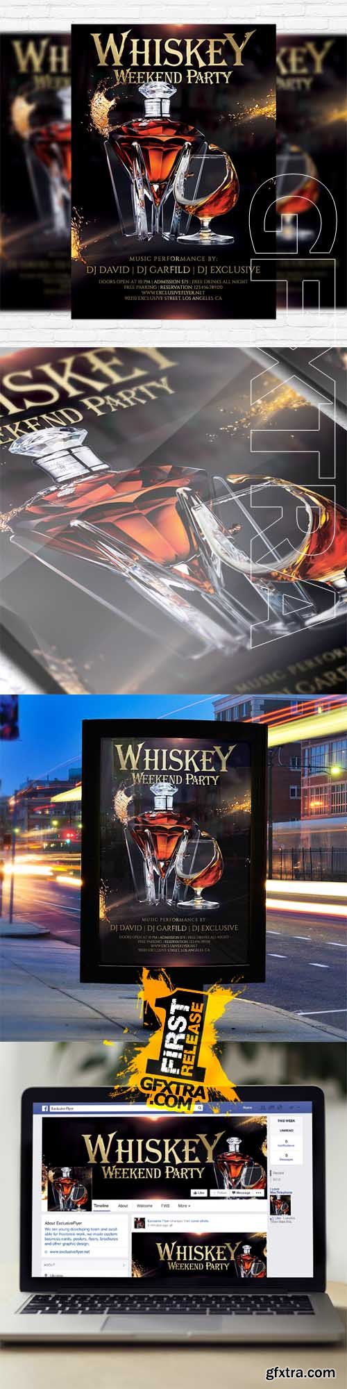 Whiskey Weekend Party – Flyer Template + Facebook Cover Whiskey Weekend Party – Flyer Template + Facebook Cover