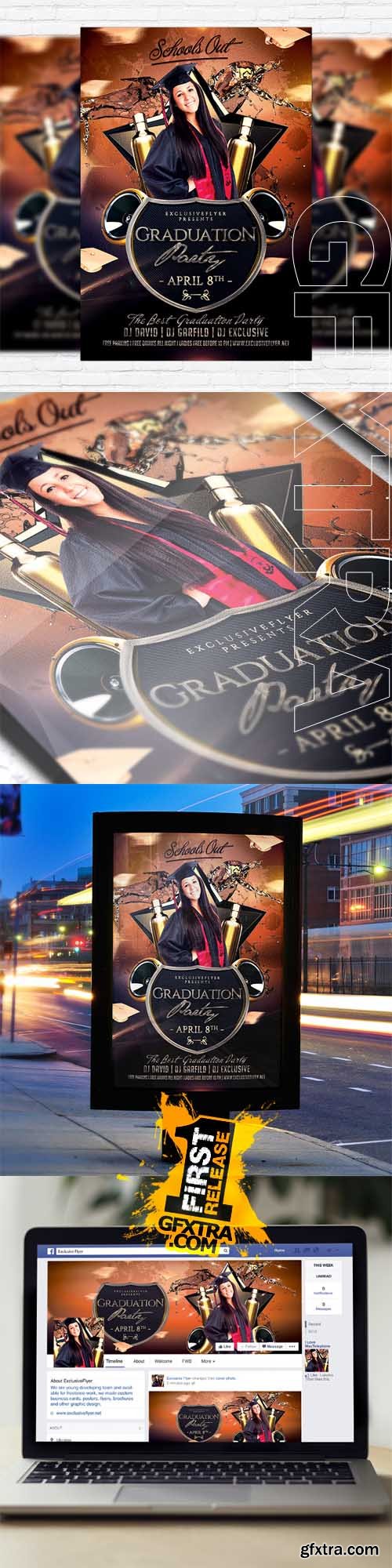 Graduation Party &ndash; Flyer Template + Facebook Cover