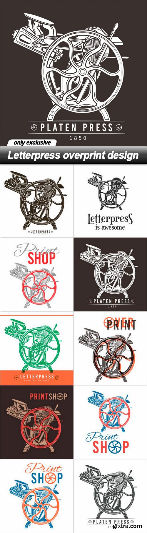 Letterpress overprint design - 10 EPS