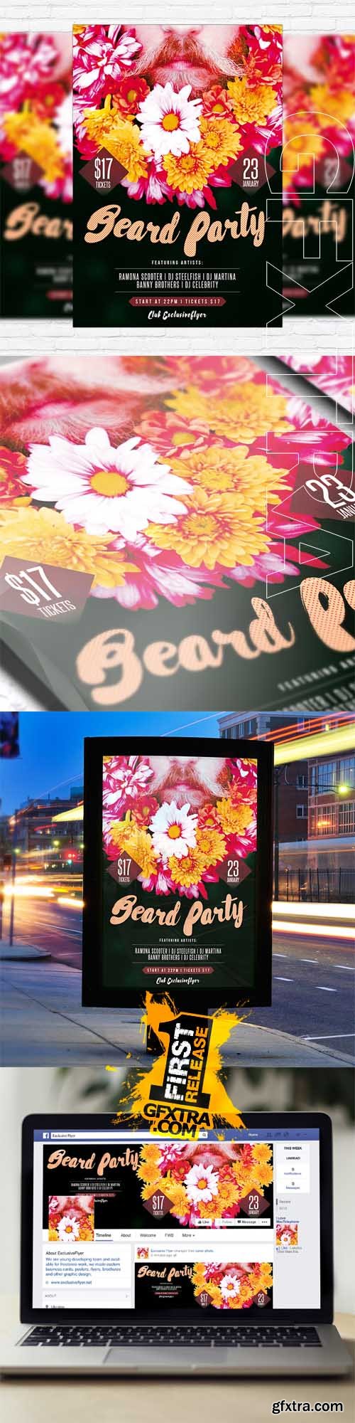 Beard Party &ndash; Flyer Template + Facebook Cover