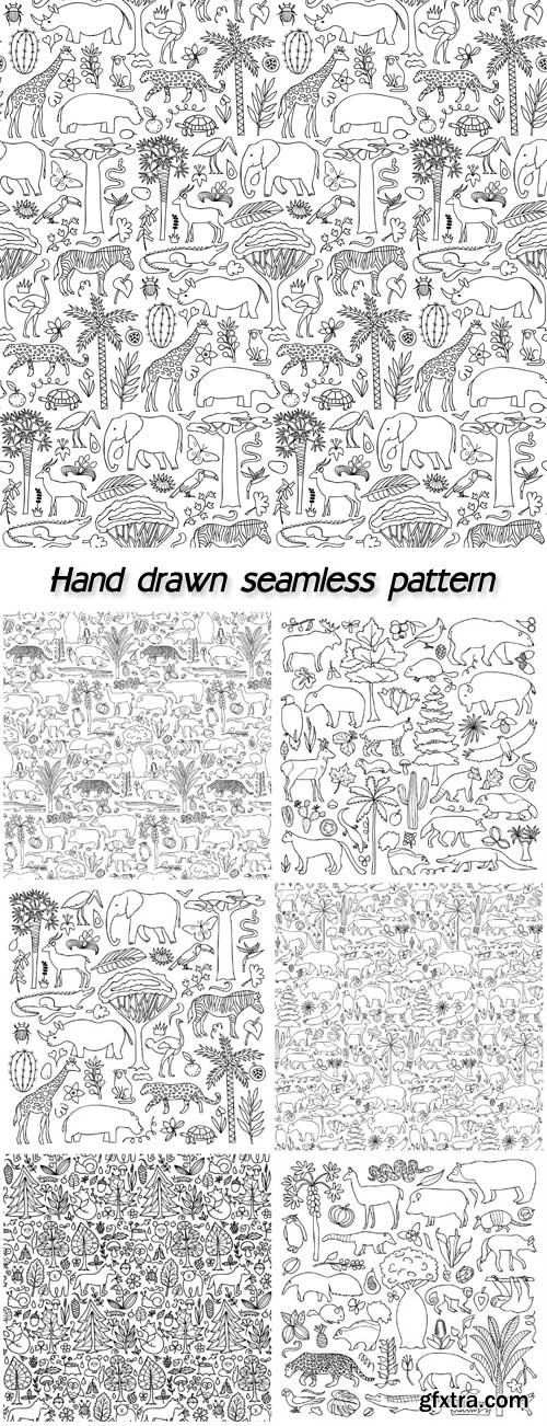 Hand drawn Africa and America  seamless pattern