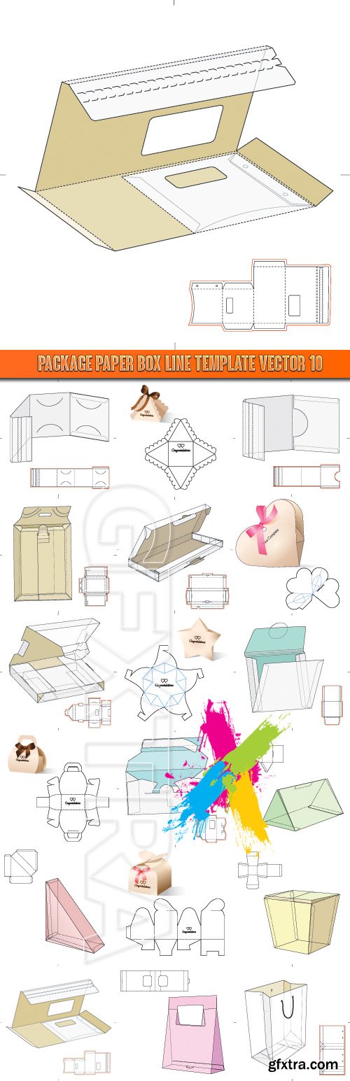 Package paper box line template vector 10