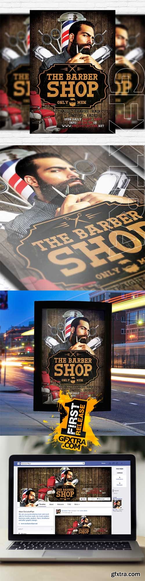 Barber Shop – Flyer Template + Facebook Cover Barber Shop – Flyer Template + Facebook Cover