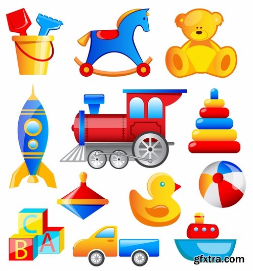 Collection of vector picture children\'s toy 25 EPS