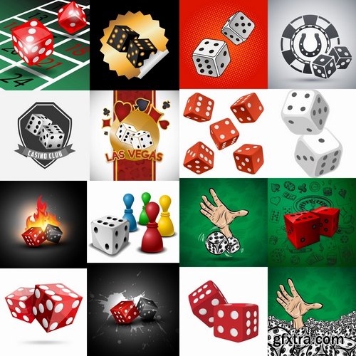Vector Collection of picture dice cube 25 EPS