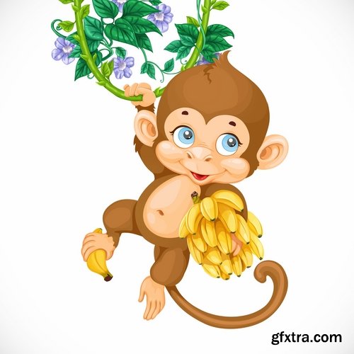 Collection of vector image background is a monkey 25 EPS
