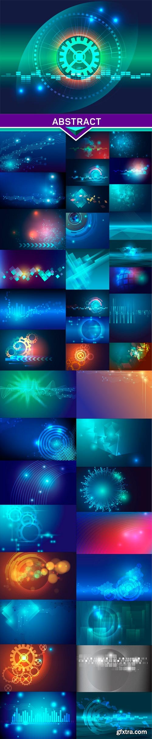 Abstract circuit and sound wave pattern technology vector 39x EPS