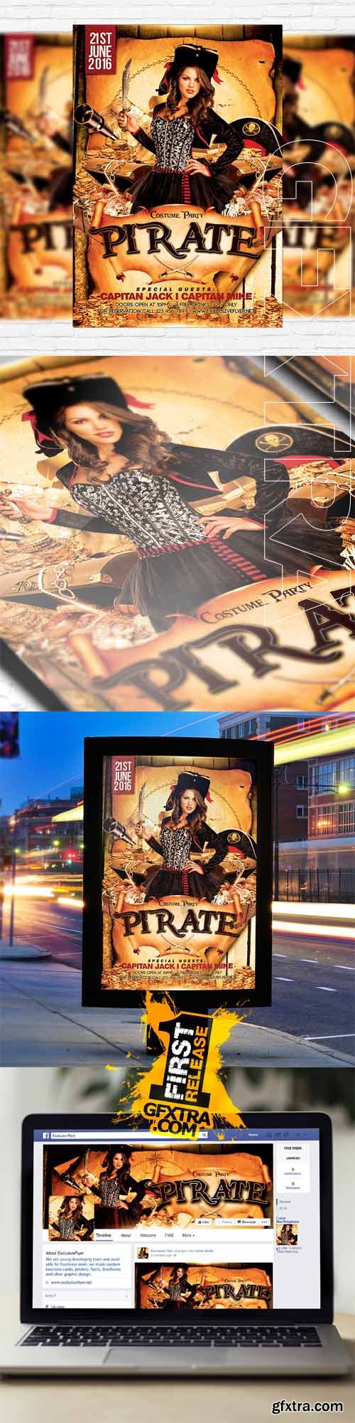 Costume Pirate Party – Flyer Template + Facebook Cover Costume Pirate Party – Flyer Template + Facebook Cover