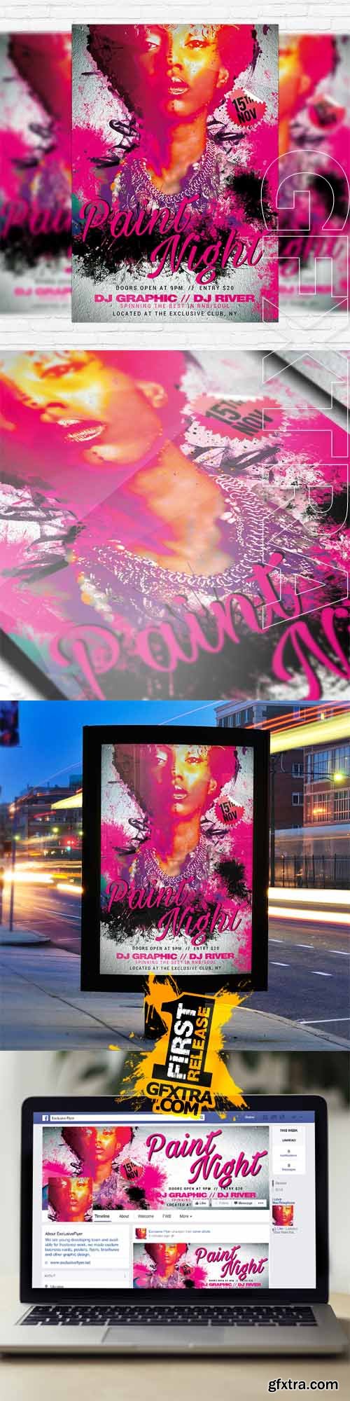 Paint Night &ndash; Flyer Template + Facebook Cover