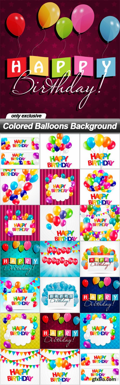 Colored Balloons Background - 20 EPS