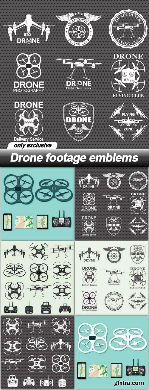 Drone footage emblems - 6 EPS
