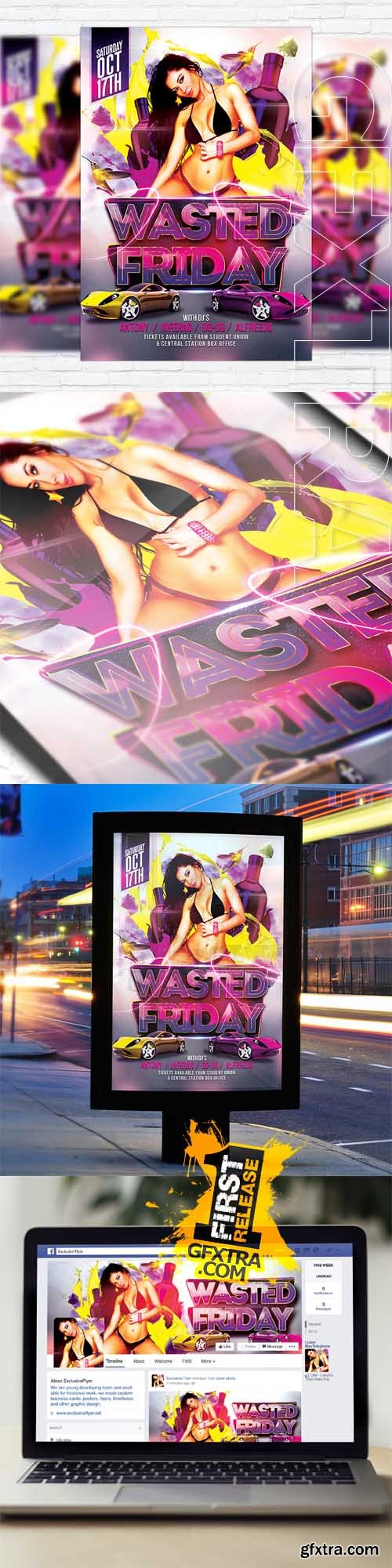 Wasted Friday – Flyer Template + Facebook Cover Wasted Friday – Flyer Template + Facebook Cover