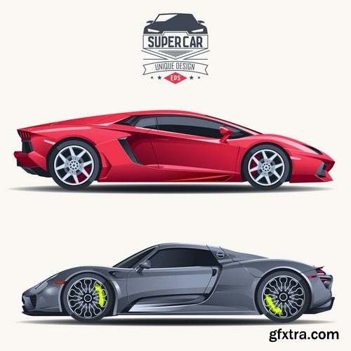 Collection of vector image sports car super car 25 EPS