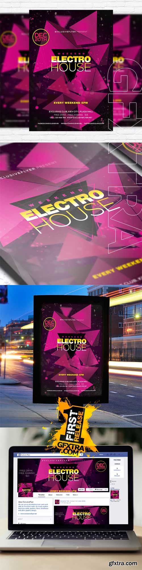 Electro House &ndash; Flyer Template + Facebook Cover