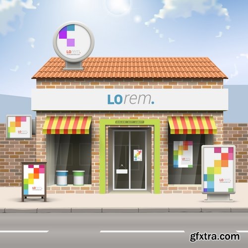 Collection of vector image advertising billboard ad store showcase 25 EPS Collection of vector image advertising billboard ad store showcase 25 EPS