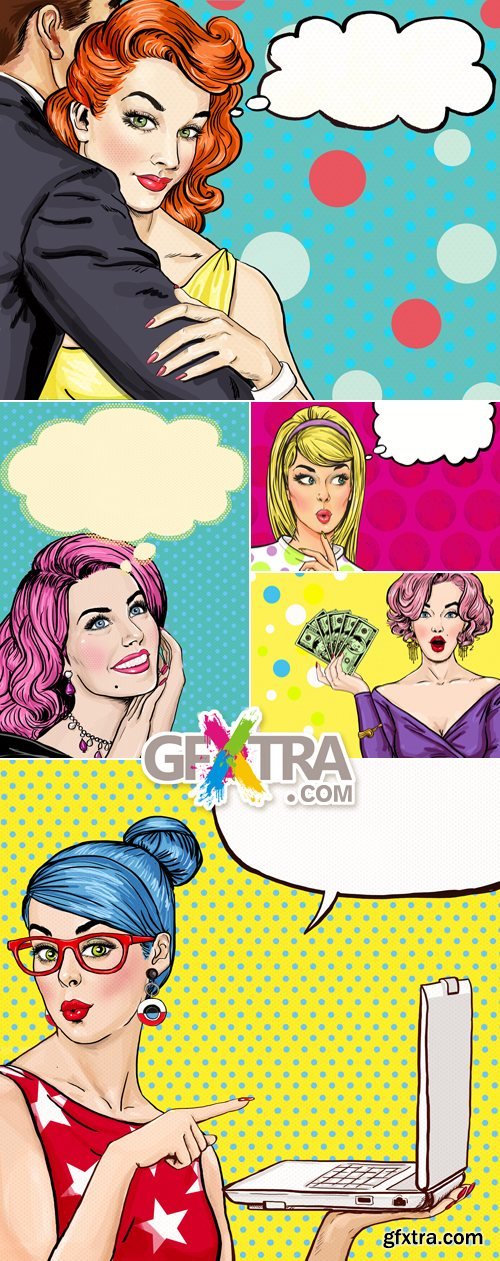 Stock Photo - Pop-Art Illustrations with Woman