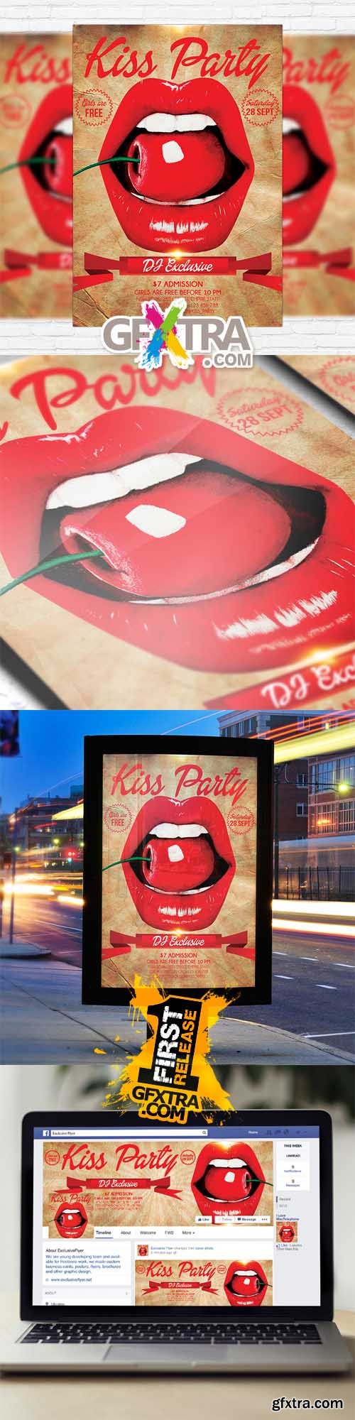 Kiss Party &ndash; Flyer Template + Facebook Cover