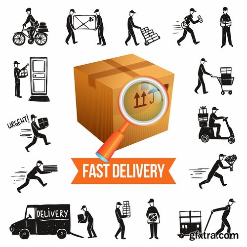 Collection of vector image logistics delivery icon symbol 25 EPS