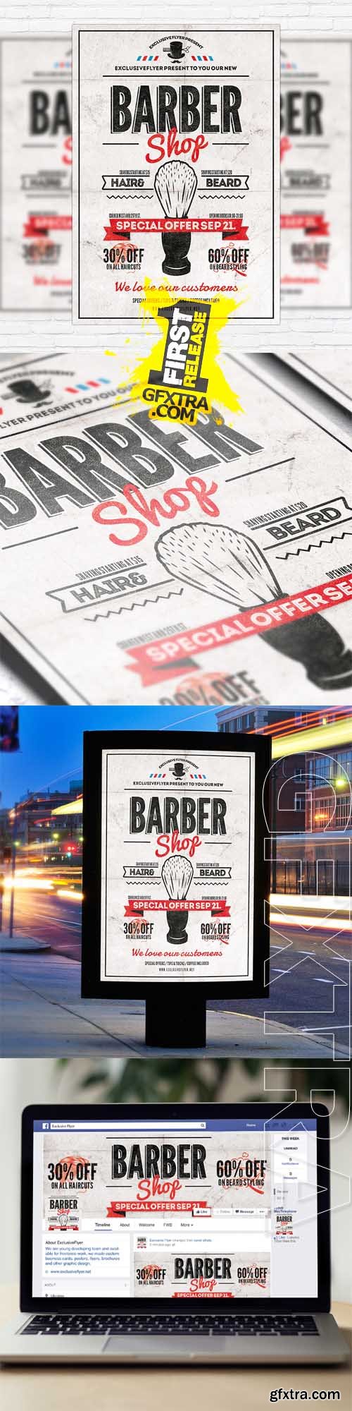 Barber Shop Vol 2 &ndash; Flyer Template + Facebook Cover