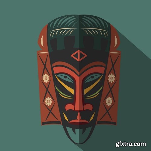 Collection of vector image mask shaman sorcerer wizard 25 EPS
