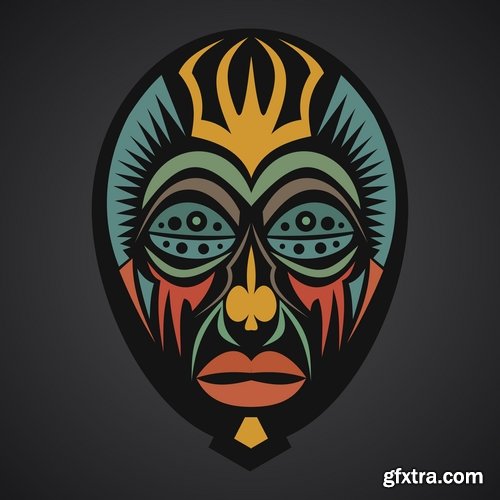 Collection of vector image mask shaman sorcerer wizard 25 EPS