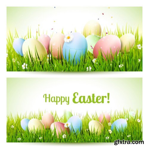 Easter greeting card, easter eggs, easter bunny