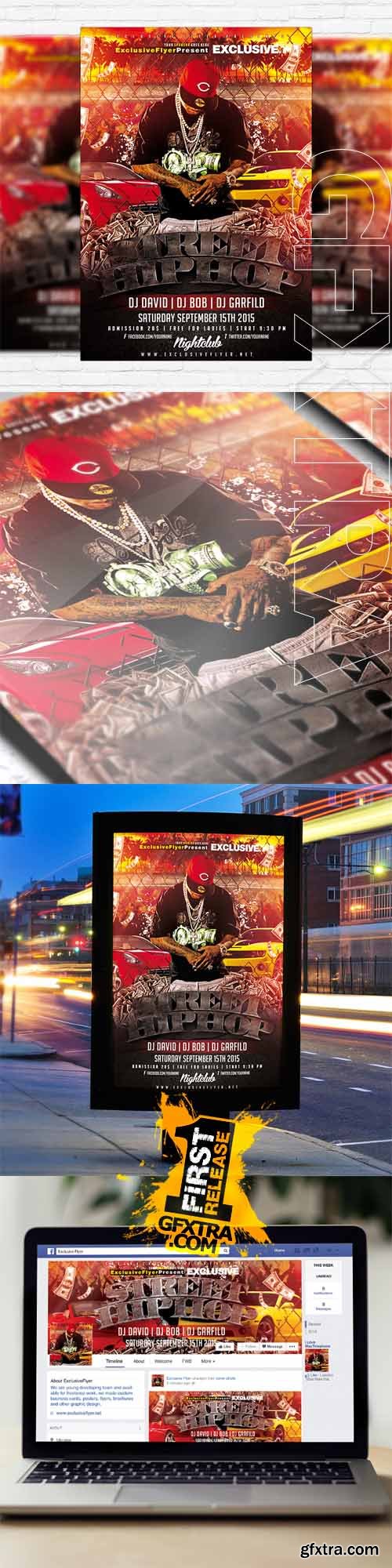 Street Hip Hop &ndash; Flyer Template + Facebook Cover