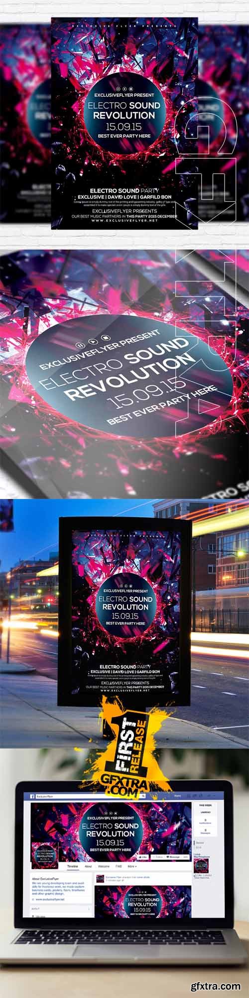Electro Sound Revolution &ndash; Flyer Template + Facebook Cover