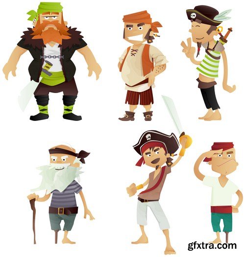 cartoon pirates 15X EPS