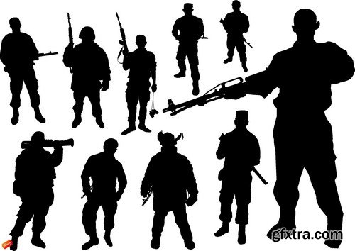 Soldiers Silhouettes Set 13X EPS