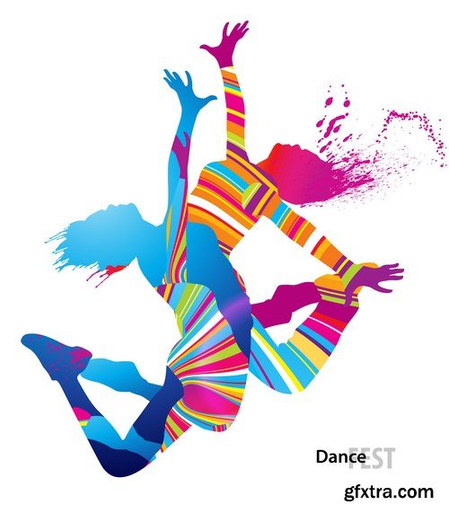 dancers with colorful spots 10X EPS