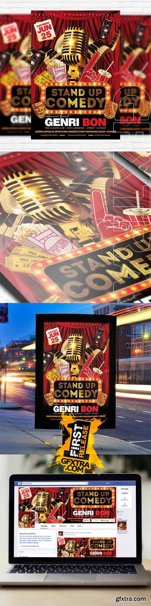 Stand Up Comedy Vol.2 – Flyer Template + Facebook Cover Stand Up Comedy Vol.2 – Flyer Template + Facebook Cover