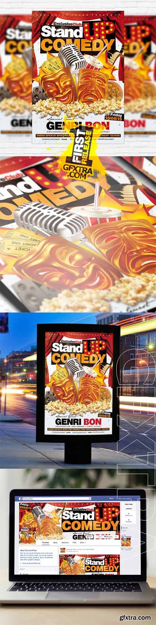 Stand Up Comedy – Flyer Template + Facebook Cover Stand Up Comedy – Flyer Template + Facebook Cover